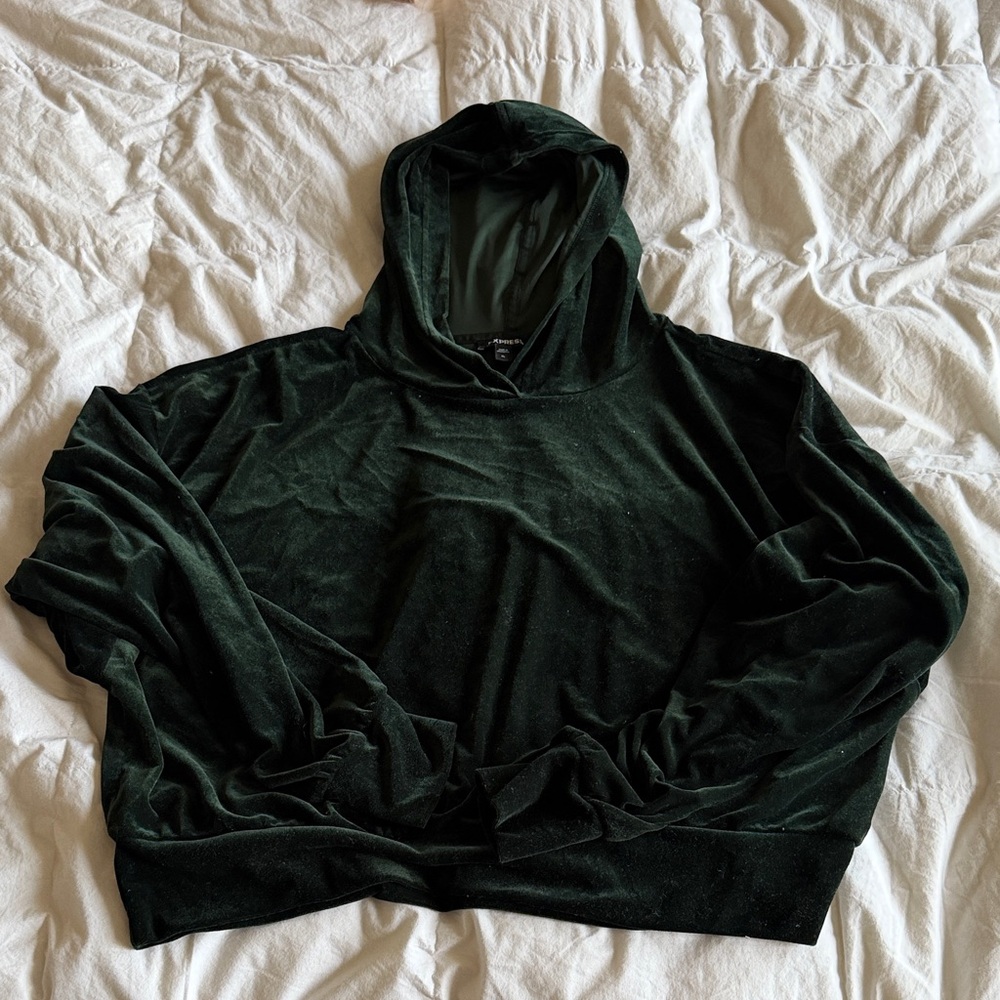 Dark Green Velvet Hoodie